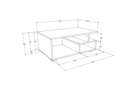 Masuta Cafea Tapa, Antracit/Alb, 80 x 50 x 40 cm