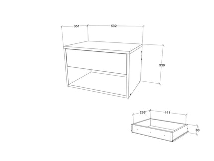 Noptiera Pedro, 1 Sertar, Stejar Artisan/Antracit, 53 x 35 x 33 cm