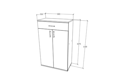 Pantofar Como, 1 Sertar, 2 Usi, Antracit/Alb, L 66 x l 35 x H 110 cm