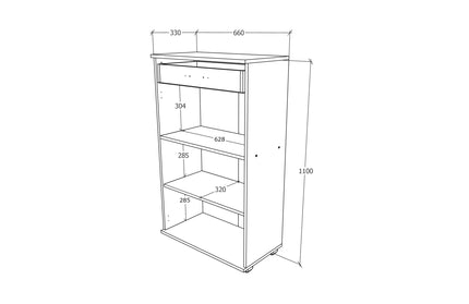 Pantofar Como, 1 Sertar, 2 Usi, Antracit/Alb, L 66 x l 35 x H 110 cm