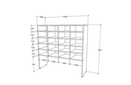 Pantofar Tisso, 20 Rafturi, Alb, 104 x 30 x 100 cm