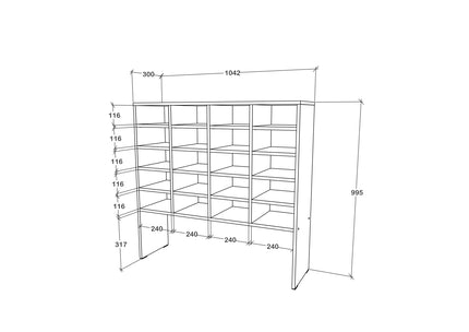 Pantofar Tisso, 20 Rafturi, Alb, 104 x 30 x 100 cm