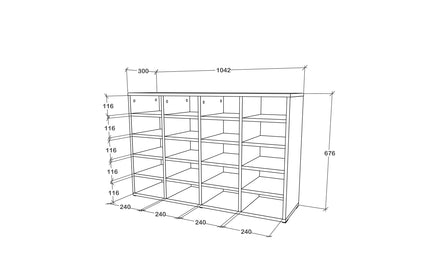 Pantofar Tisso, 20 Rafturi, Alb, 104 x 30 x 68 cm