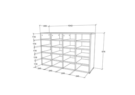 Pantofar Tisso, 20 Rafturi, Alb, 104 x 30 x 68 cm