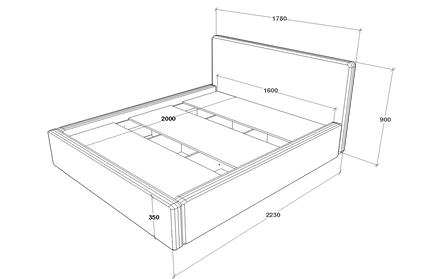 Pat Tapitat Fargo, 200 x 160 cm, saltea memory inclusa, Crem