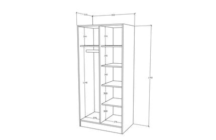 Dulap Remi, 2 Usi, cu polite, Stejar Bronz, 80 x 51 x 170 cm