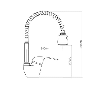 Set Masca Chiuveta Karo, Lemn Natural/Alb, 80 x 50 x 80 cm, Chiuveta Inox, Cuva dreapta, Baterie Flexibila