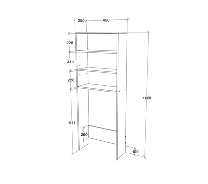 Raft Masina de Spalat Fyn, Alb, 65 x 25 x 170 cm