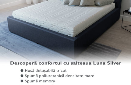 Saltea Ortopedica Luna Silver, spuma Memory, husa detasabila, 90 x 200 x 20 cm