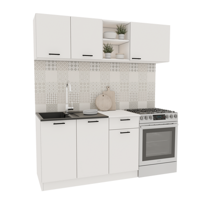 Set Bucatarie Kara, Alb, L 180 cm