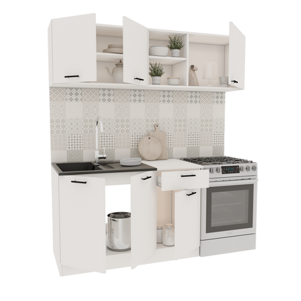 Set Bucatarie Kara, Alb, L 180 cm