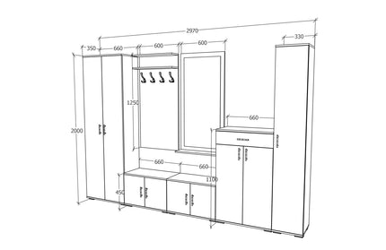 Set Hol Como V1, Antracit/Alb, L 300 cm