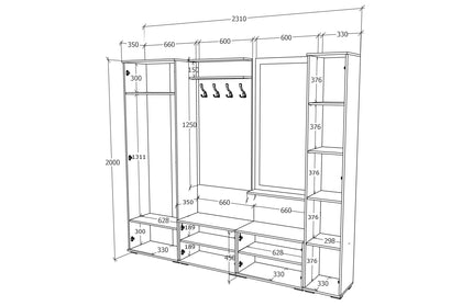 Set Hol Como V1, Antracit/Alb, L 300 cm