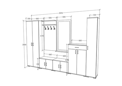 Set Hol Como V1, Antracit/Alb, L 300 cm