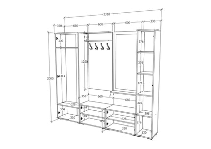 Set Hol Como V1, Antracit/Alb, L 300 cm