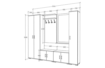 Set Hol Como V2, Antracit/Alb, L 230 cm