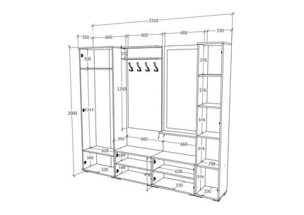 Set Hol Como V2, Antracit/Alb, L 230 cm