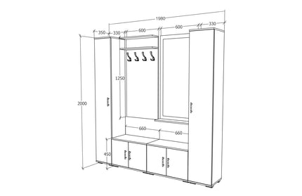 Set Hol Como V3, Antracit/Alb, L 200 cm