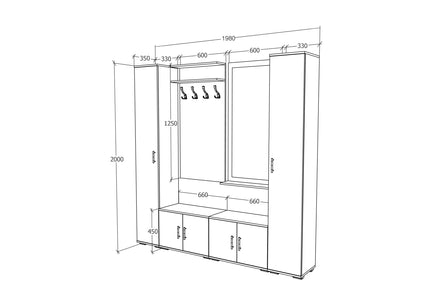 Set Hol Como V3, Antracit/Alb, L 200 cm
