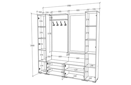 Set Hol Como V3, Antracit/Alb, L 200 cm