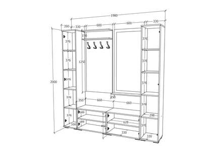 Set Hol Como V3, Antracit/Alb, L 200 cm