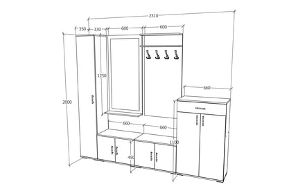 Set Hol Como V4, Antracit/Alb, L 230 cm