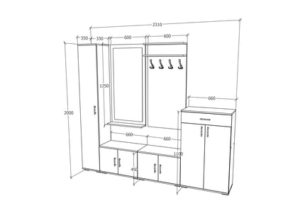 Set Hol Como V4, Antracit/Alb, L 230 cm