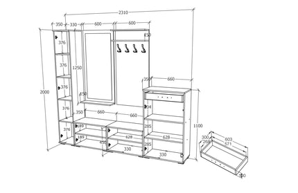 Set Hol Como V4, Antracit/Alb, L 230 cm