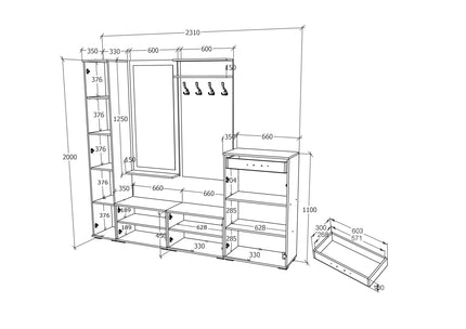 Set Hol Como V4, Antracit/Alb, L 230 cm