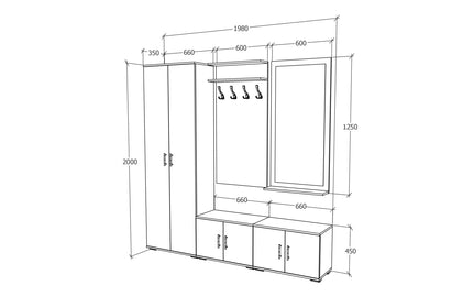 Set Hol Como V5, Antracit/Alb, L 200 cm