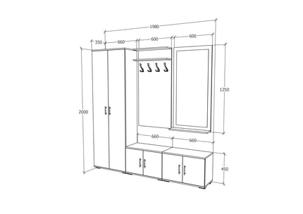 Set Hol Como V5, Antracit/Alb, L 200 cm