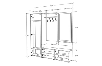 Set Hol Como V5, Antracit/Alb, L 200 cm