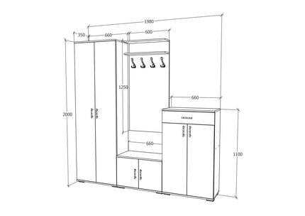 Set Hol Como V6, Antracit/Alb, L 200 cm