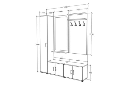 Set Hol Como V6, Antracit/Alb, L 200 cm