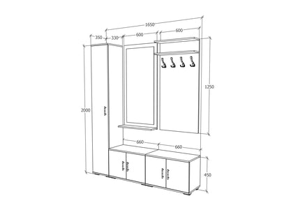 Set Hol Como V7, Antracit/Alb, L 165 cm
