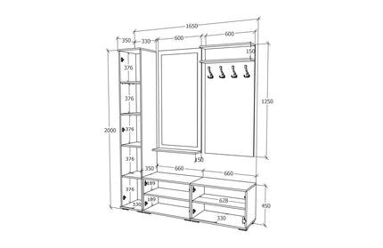 Set Hol Como V7, Antracit/Alb, L 165 cm