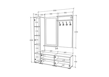 Set Hol Como V7, Antracit/Alb, L 165 cm