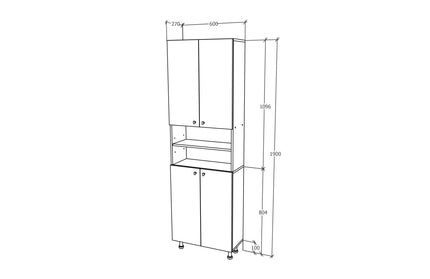 Soldat Baie Zaria, 4 Usi, Alb lucios/Alb, MDF, L 60 x l 27 x H 190 cm