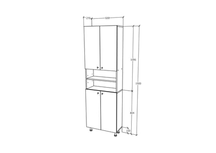 Soldat Baie Zaria, 4 Usi, Alb lucios/Alb, MDF, L 60 x l 27 x H 190 cm