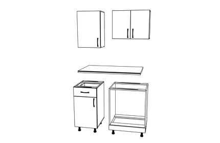 Set Bucatarie Karo V1, Gri Lucios/Alb, MDF, Blat Thermo 28 mm, L 100 cm