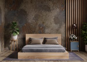 Amenajare dormitor modern cu pereti colorati