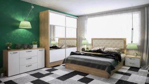 Amenajare dormitor modern cu perete accent