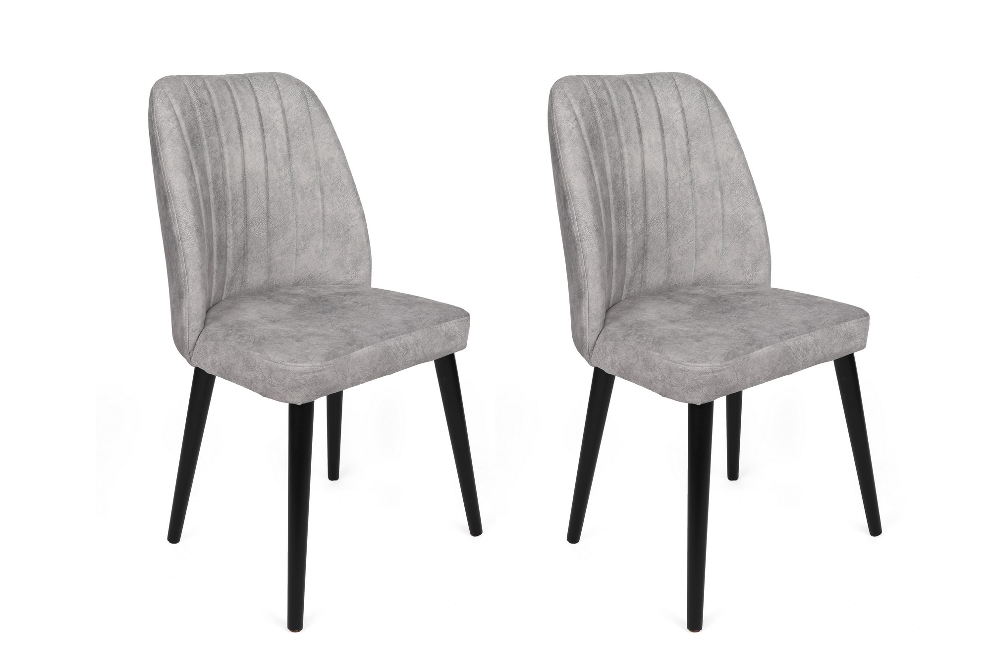 Set 2 scaune Alfa, Gri/Negru, textil, picioare metalice