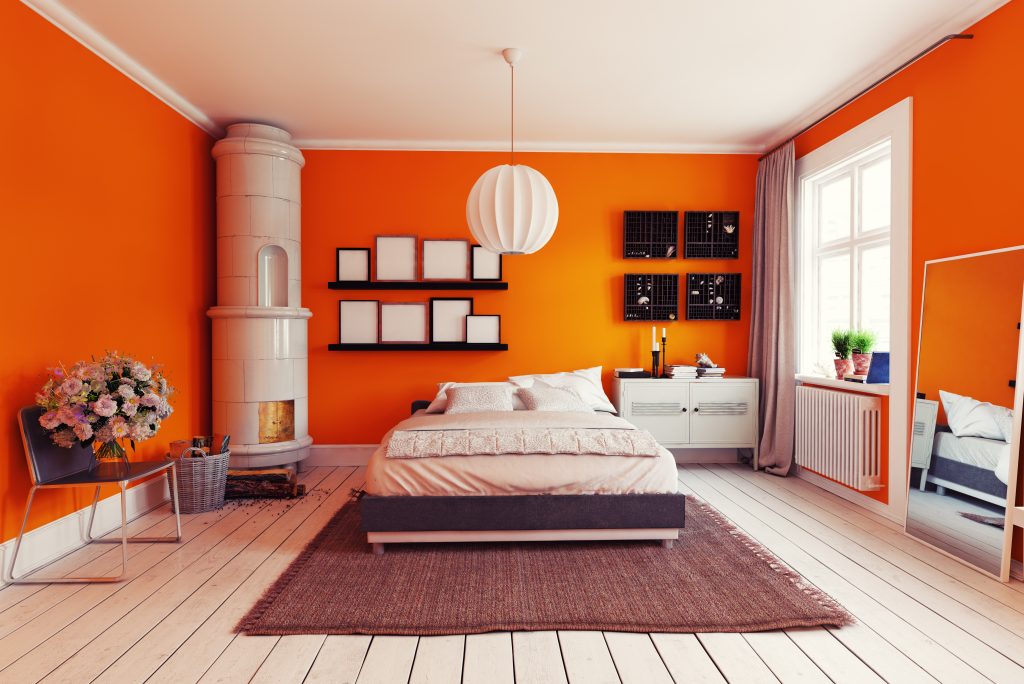 dormitor colorat cu culori pastel