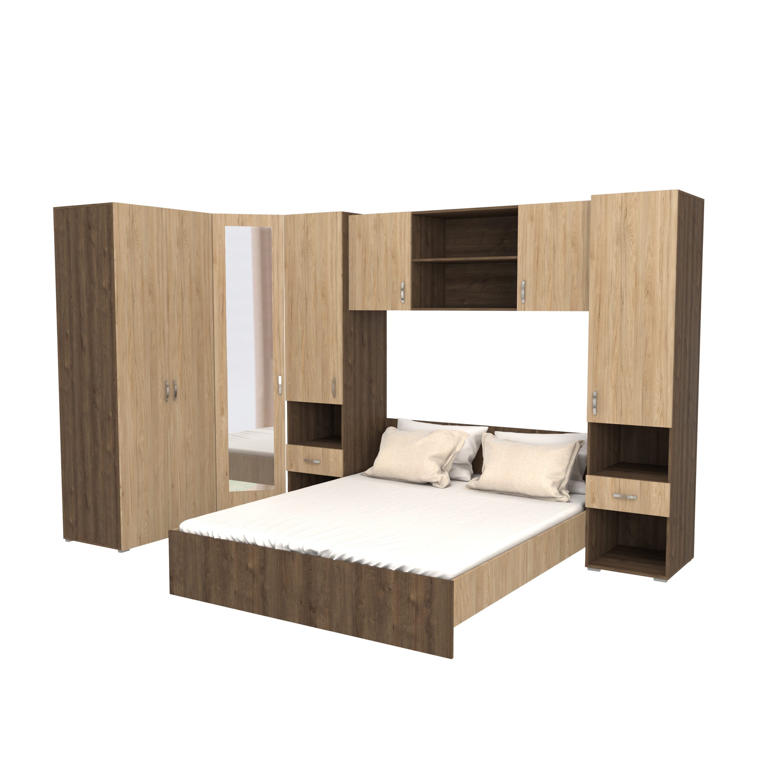 comfortable Ruby Satisfy Set dormitor complet Madrid, Stejar Bronz/Lemn Natural, PAL | haaus